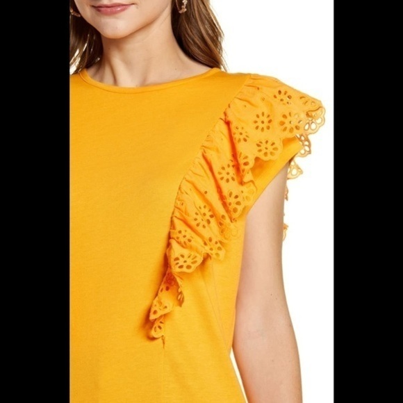 NWT Rachael Parcell Eyelet Ruffle Tee - Picture 5 of 6